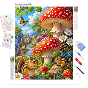 Mushrooms and Chipmunks | Diamond Painting