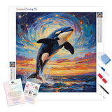 Orca Sunset Serenade Diamond Painting Kit - Full Drill / Square or Round Diamonds with AB Drills Option