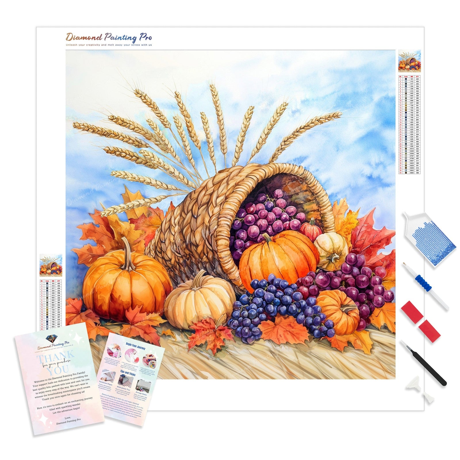 Overflowing Cornucopia Diamond Painting Kit - Full Drill / Square or Round Diamonds with AB Drills Option