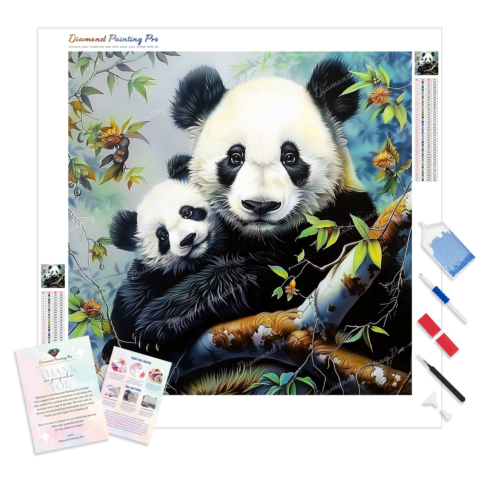 Panda Cuddle | Diamond Painting Kit - Full Drill - Square or Round Diamonds with AB Drills Option