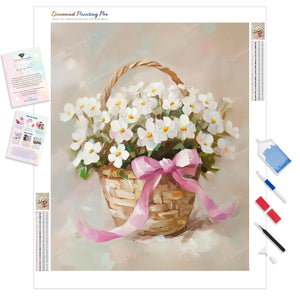 Pink Bow Flower Basket | Diamond Painting