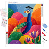 Pop Art Peacock Diamond Painting Kit - Full Drill / Square or Round Diamonds with AB Drills Option