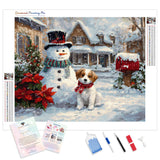 Puppy Post Patrol Diamond Painting Kit - Full Drill / Square or Round Diamonds with AB Drills Option
