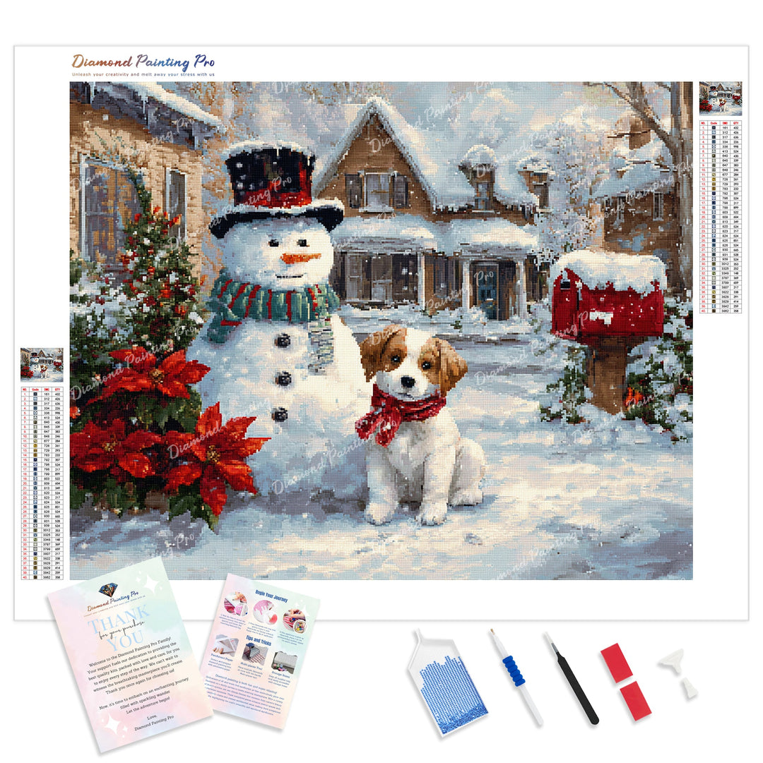 Puppy Post Patrol Diamond Painting Kit - Full Drill / Square or Round Diamonds with AB Drills Option