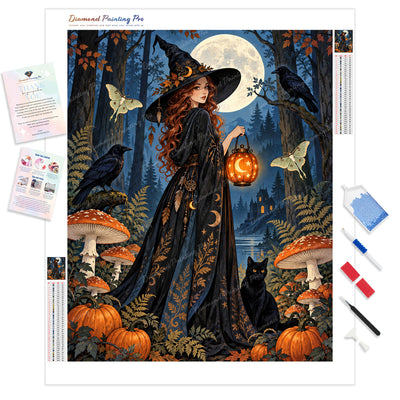 Red-Haired Witch Diamond Painting Kit - Full Drill / Square or Round Diamonds with AB Drills Option