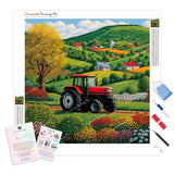 Rolling Hills Harvest Diamond Painting Kit - Full Drill / Square or Round Diamonds with AB Drills Option