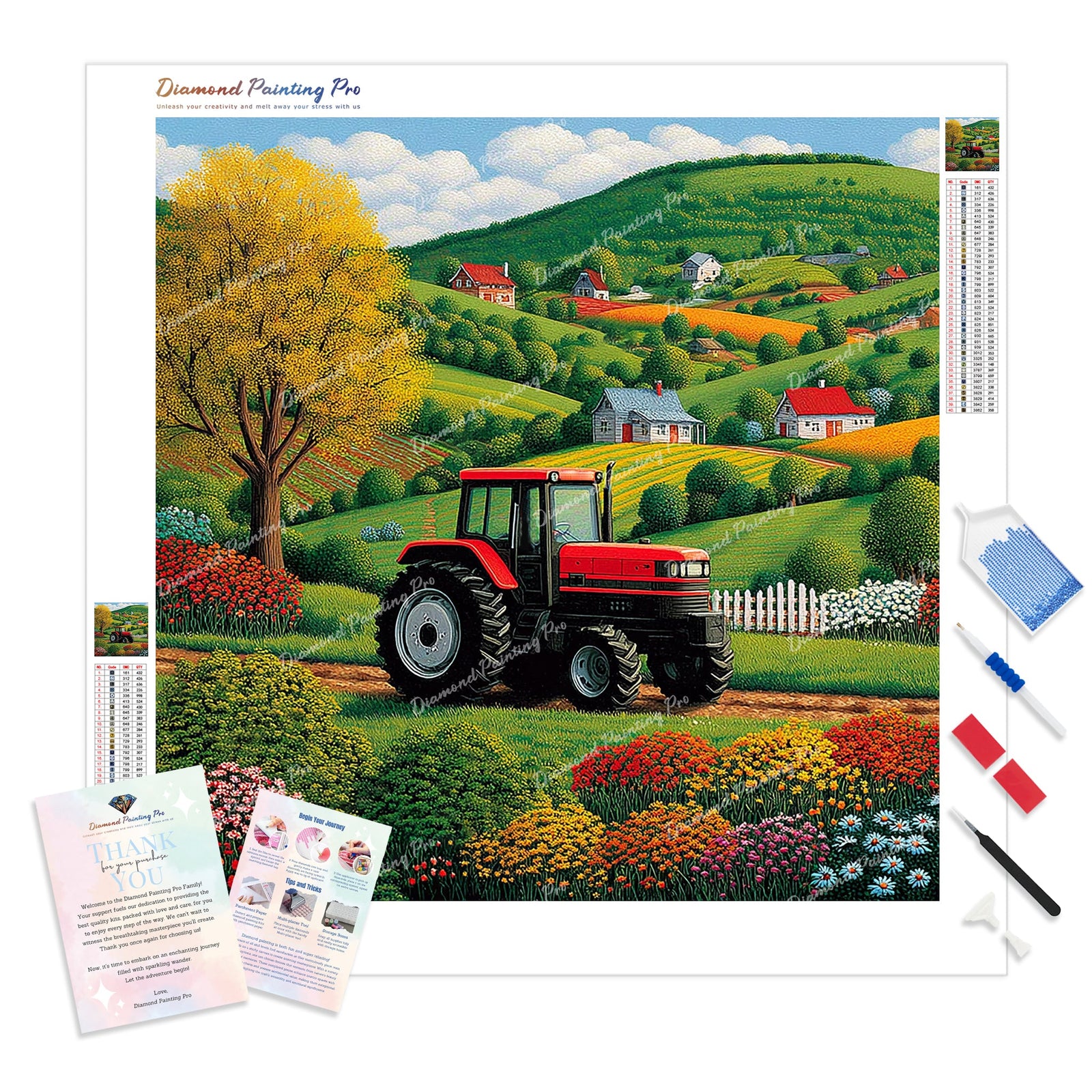 Rolling Hills Harvest Diamond Painting Kit - Full Drill / Square or Round Diamonds with AB Drills Option
