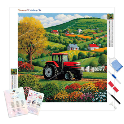 Rolling Hills Harvest Diamond Painting Kit - Full Drill / Square or Round Diamonds with AB Drills Option
