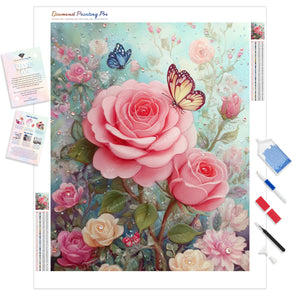 Rose Garden and Butterflies | Diamond Painting