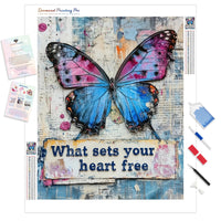 Rustic Boho Butterfly Diamond Painting Kit - Full Drill / Square or Round Diamonds with AB Drills Option