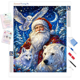 Santa and Polar Kingdom Diamond Painting Kit - Full Drill / Square or Round Diamonds with AB Drills Option