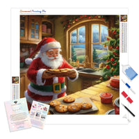 Santa's Baking Time Diamond Painting Kit - Full Drill / Square or Round Diamonds with AB Drills Option