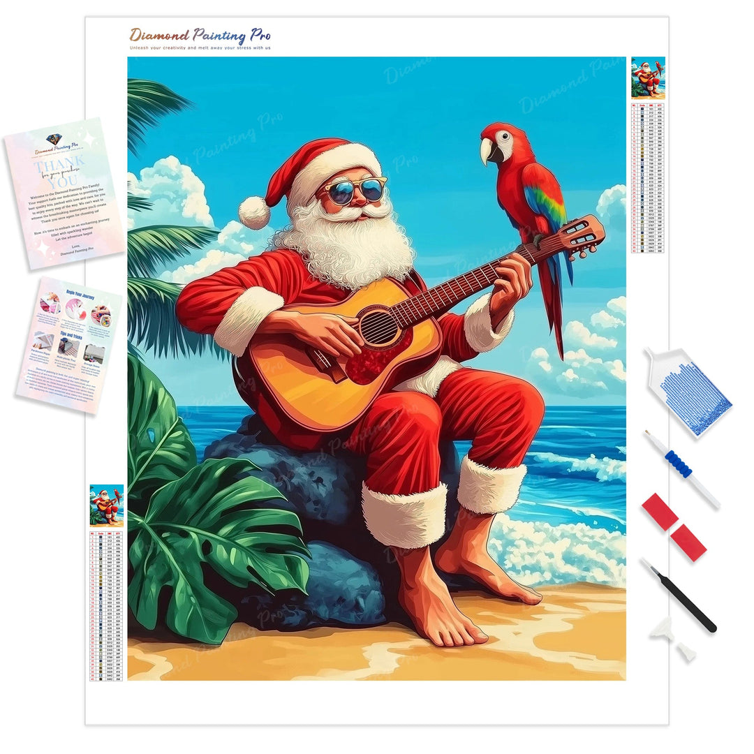 Santa's Tropical Escape Diamond Painting Kit - Full Drill / Square or Round Diamonds with AB Drills Option