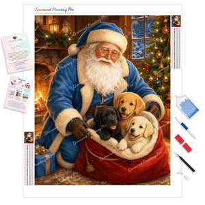 Santa with Puppies | Diamond Painting