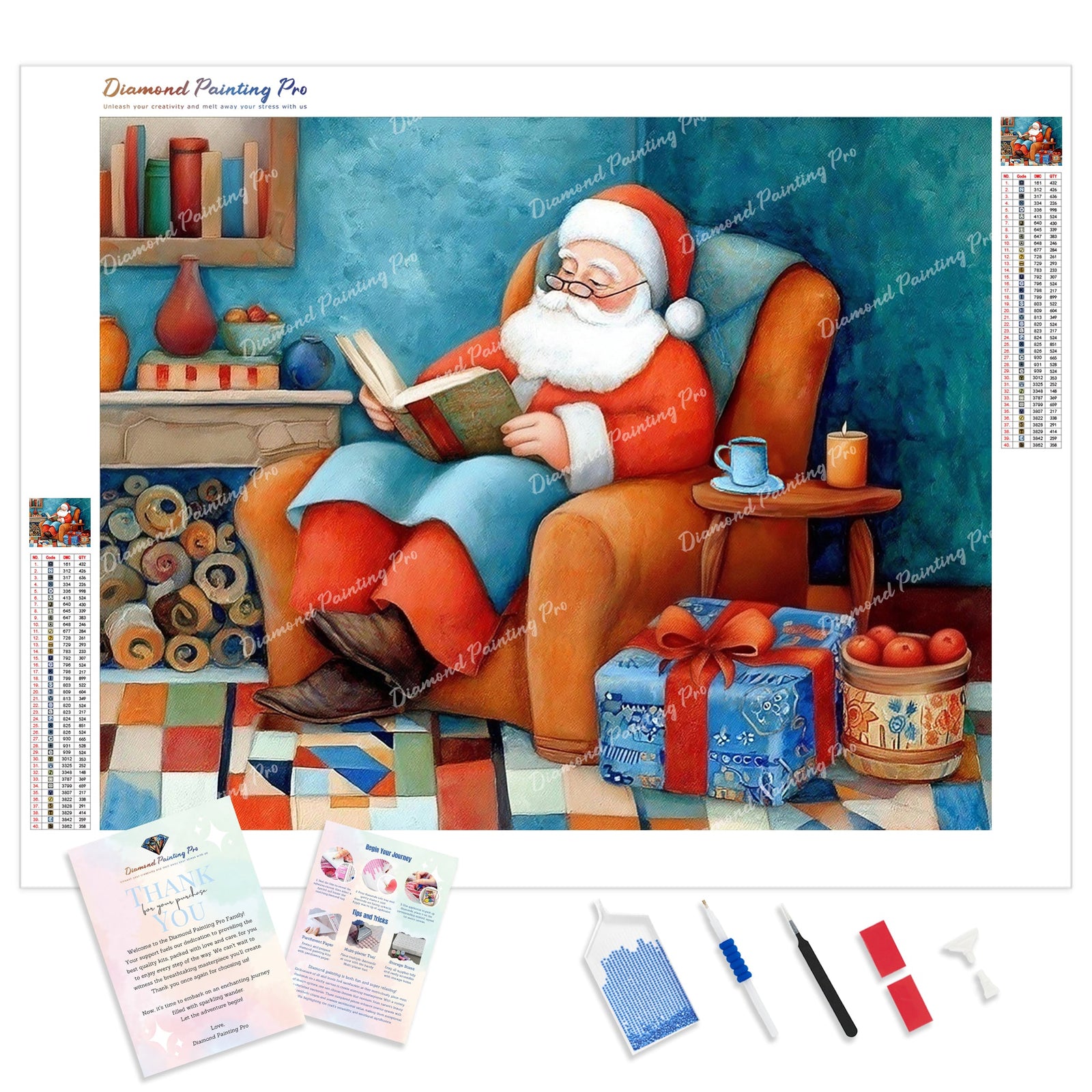Santa's Cozy Corner Diamond Painting Kit - Full Drill / Square or Round Diamonds with AB Drills Option