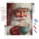 Santa's Hot Cocoa Break Diamond Painting Kit - Full Drill / Square or Round Diamonds with AB Drills Option