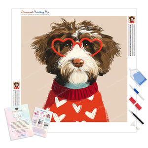 Scruffy Dog in Heart Glasses | Diamond Painting