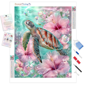 Sea Turtle and Hibiscus | Diamond Painting
