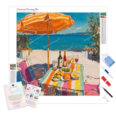 Seaside Spritz & Stripes Diamond Painting Kit - Full Drill / Square or Round Diamonds with AB Drills Option