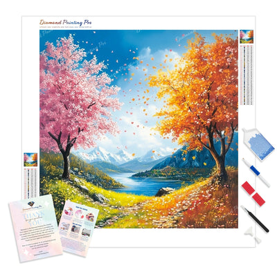 Seasons' Embrace Diamond Painting Kit - Full Drill / Square or Round Diamonds with AB Drills Option