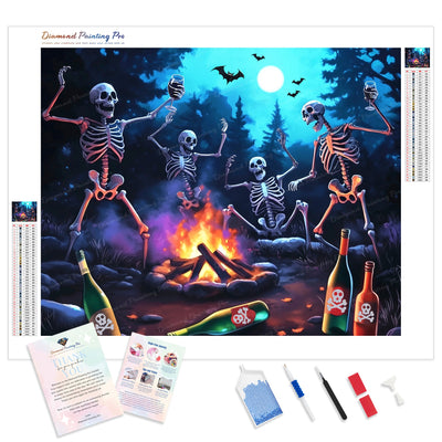 Skeleton Midnight Toast | Diamond Painting Kit - Full Drill - Square or Round Diamonds with AB Drills Option