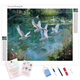 Snow Geese and Lake Diamond Painting Kit - Full Drill / Square or Round Diamonds with AB Drills Option