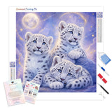 Snow Leopard Cubs Diamond Painting Kit - Full Drill / Square or Round Diamonds with AB Drills Option