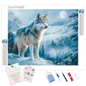 Snowy Winter Wolf | Diamond Painting