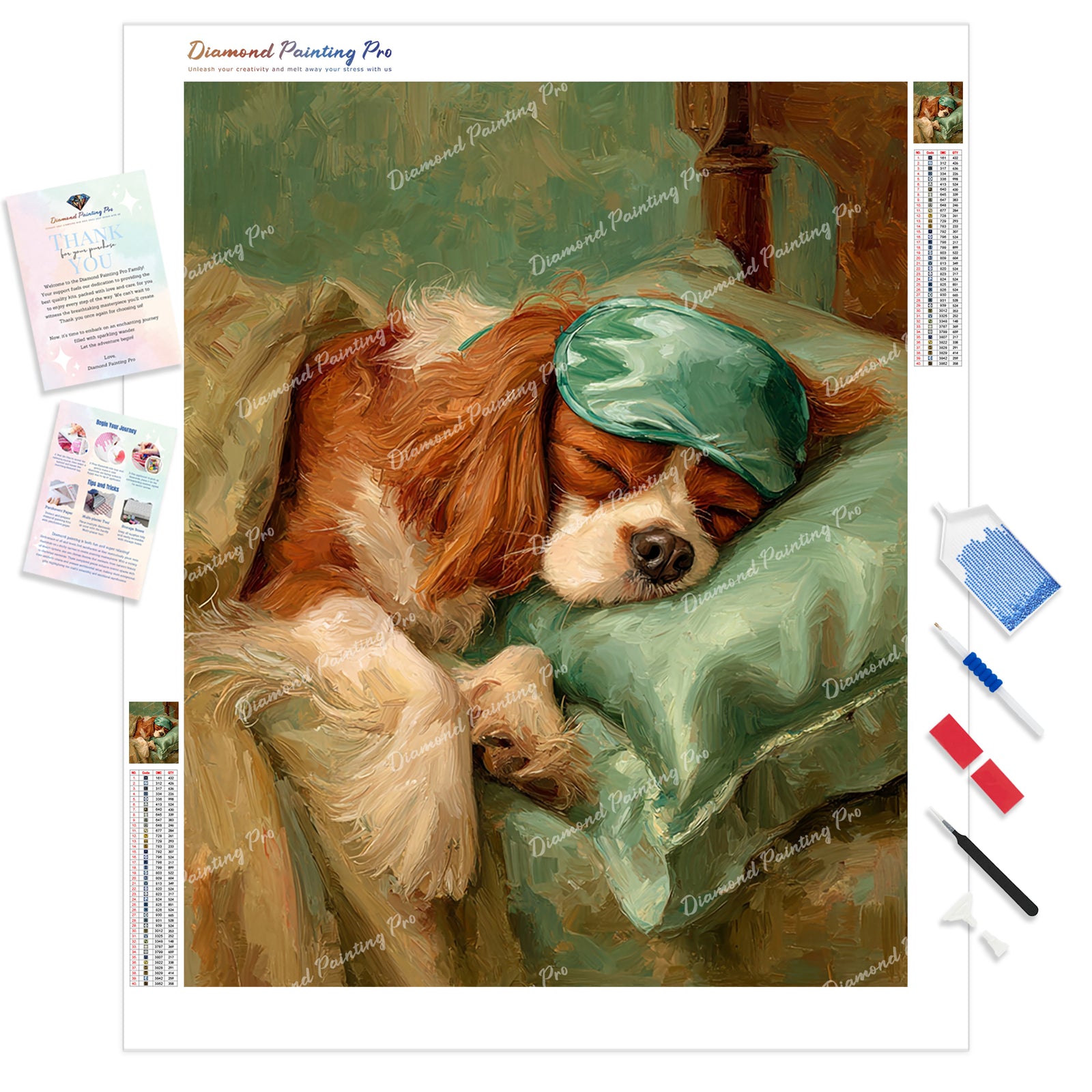 Spaniel Soft Nap Diamond Painting Kit - Full Drill / Square or Round Diamonds with AB Drills Option