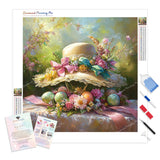 Springtime Bonnet and Bows Diamond Painting Kit - Full Drill / Square or Round Diamonds with AB Drills Option