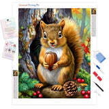 Squirrel's Treasure | Diamond Painting Kit - Full Drill - Square or Round Diamonds with AB Drills Option