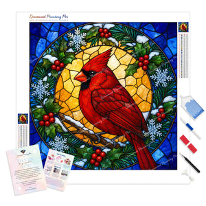Stained-Glass Cardinal | Diamond Painting
