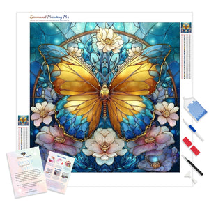 Stained Glass Floral Butterfly | Diamond Painting