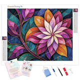 Stained-Glass Floral Diamond Painting Kit - Full Drill / Square or Round Diamonds with AB Drills Option