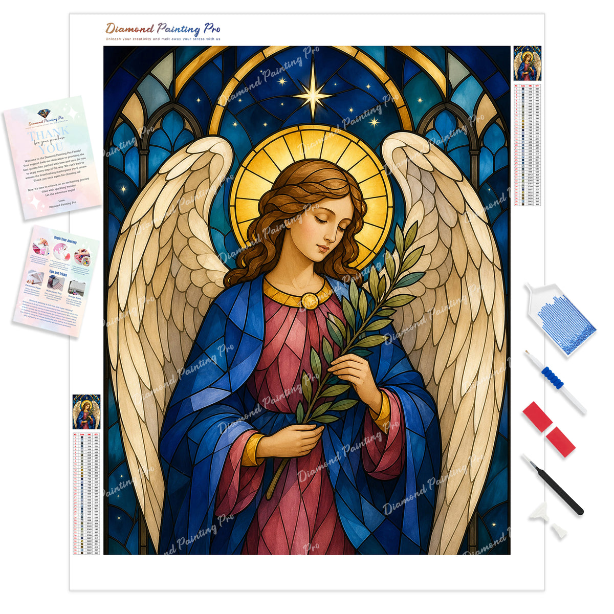 Stained-Glass Messenger Diamond Painting Kit - Full Drill / Square or Round Diamonds with AB Drills Option