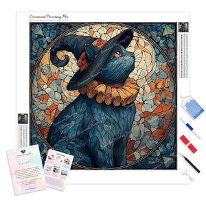 Stained Glass Ruffle Cat | Diamond Painting