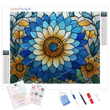 Stained-Glass Sunflower Diamond Painting Kit - Full Drill / Square or Round Diamonds with AB Drills Option