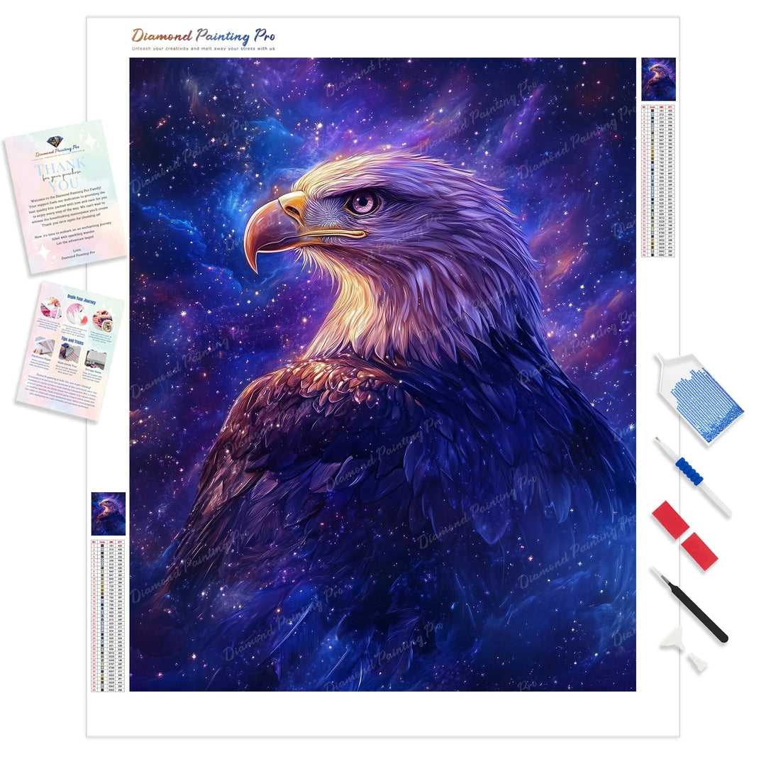 Starlit Cosmic Eagle Diamond Painting Kit - Full Drill / Square or Round Diamonds with AB Drills Option