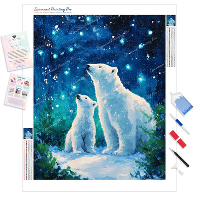 Starry Night Polar Diamond Painting Kit - Full Drill / Square or Round Diamonds with AB Drills Option