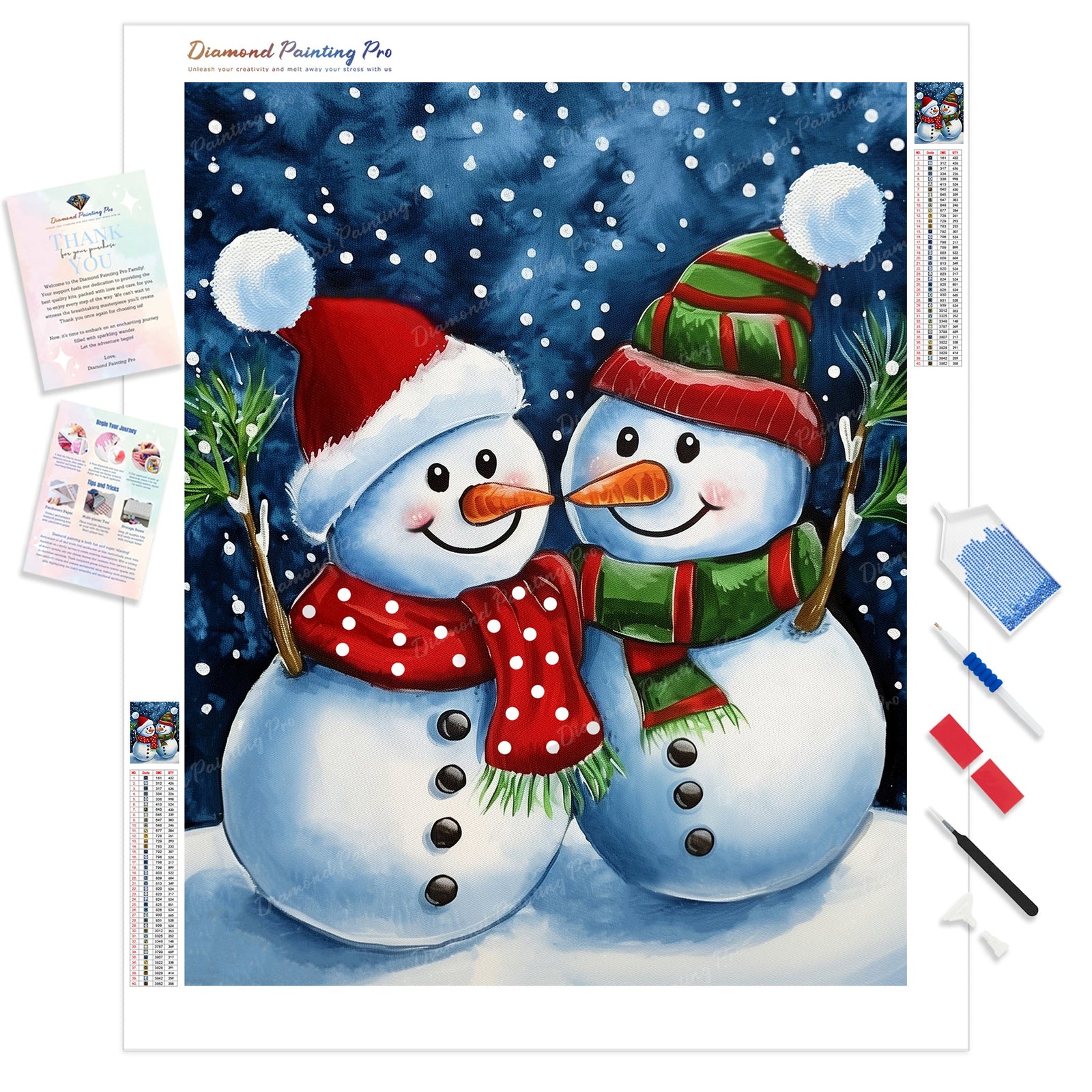 Starry Snowman Pals | Diamond Painting Kit - Full Drill - Square or Round Diamonds with AB Drills Option