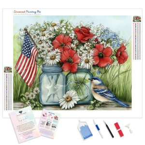 Stars, Stripes, and Blooms | Diamond Painting