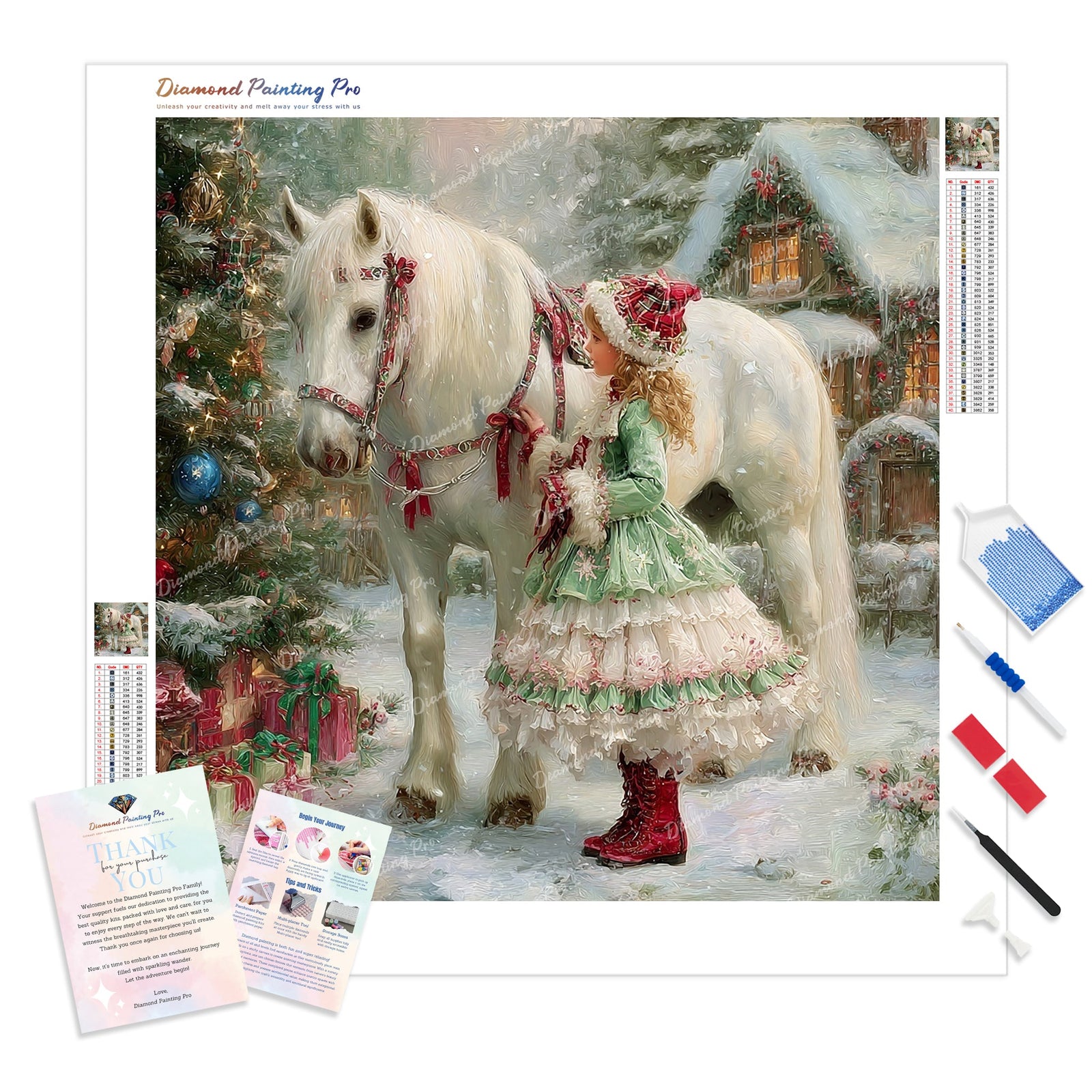 Sugarplum's Winter Ride Diamond Painting Kit - Full Drill / Square or Round Diamonds with AB Drills Option