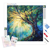 Sunlit Canopy Diamond Painting Kit - Full Drill / Square or Round Diamonds with AB Drills Option