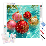 Sunlit Xmas Baubles Diamond Painting Kit - Full Drill / Square or Round Diamonds with AB Drills Option