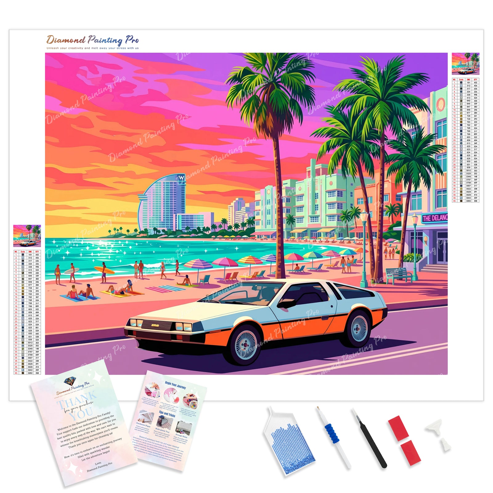 Sunset Boulevard Diamond Painting Kit - Full Drill / Square or Round Diamonds with AB Drills Option