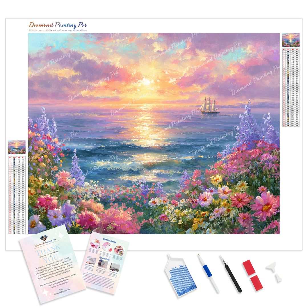 Sunset Sails Diamond Painting Kit - Full Drill / Square or Round Diamonds with AB Drills Option