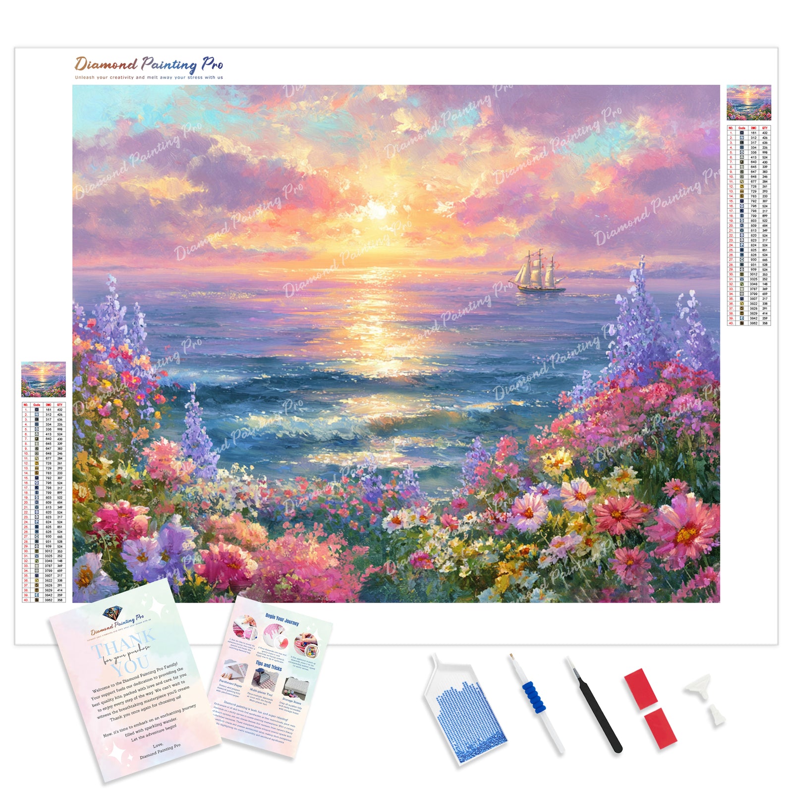 Sunset Sails Diamond Painting Kit - Full Drill / Square or Round Diamonds with AB Drills Option
