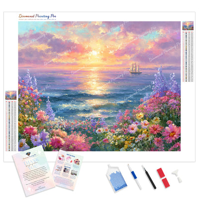 Sunset Sails Diamond Painting Kit - Full Drill / Square or Round Diamonds with AB Drills Option