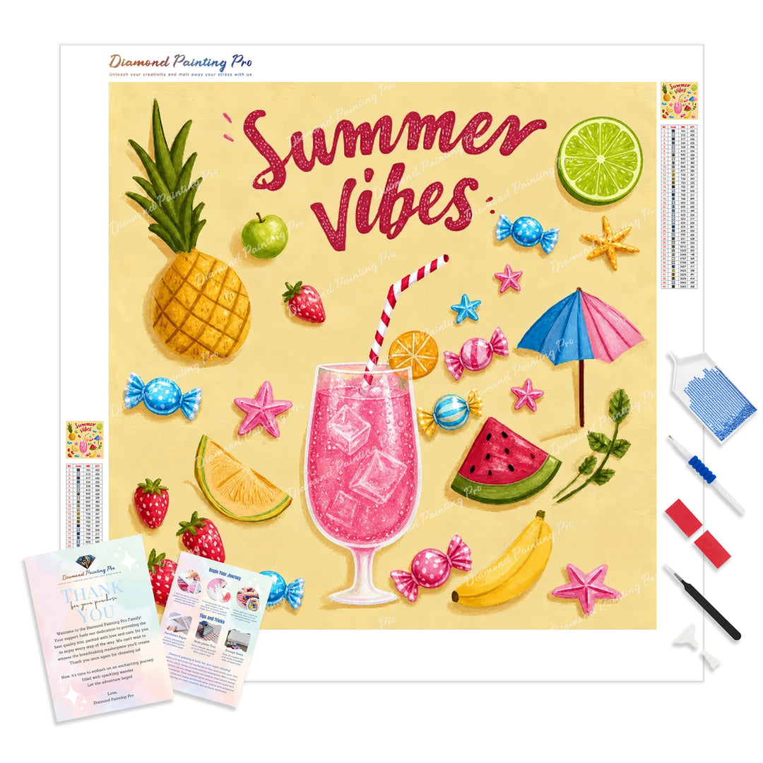 Sweet Summer Vibes Diamond Painting Kit - Full Drill / Square or Round Diamonds with AB Drills Option