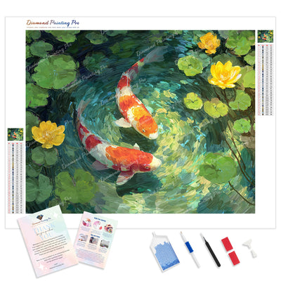 Swirls of Koi Serenity Diamond Painting Kit - Full Drill / Square or Round Diamonds with AB Drills Option